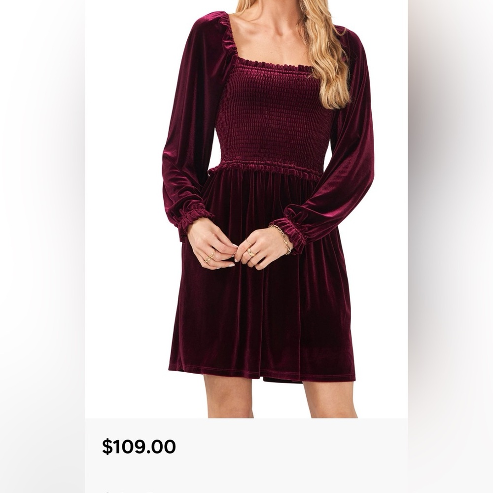 NWT $110 Elegant Burgundy Velvet Dress